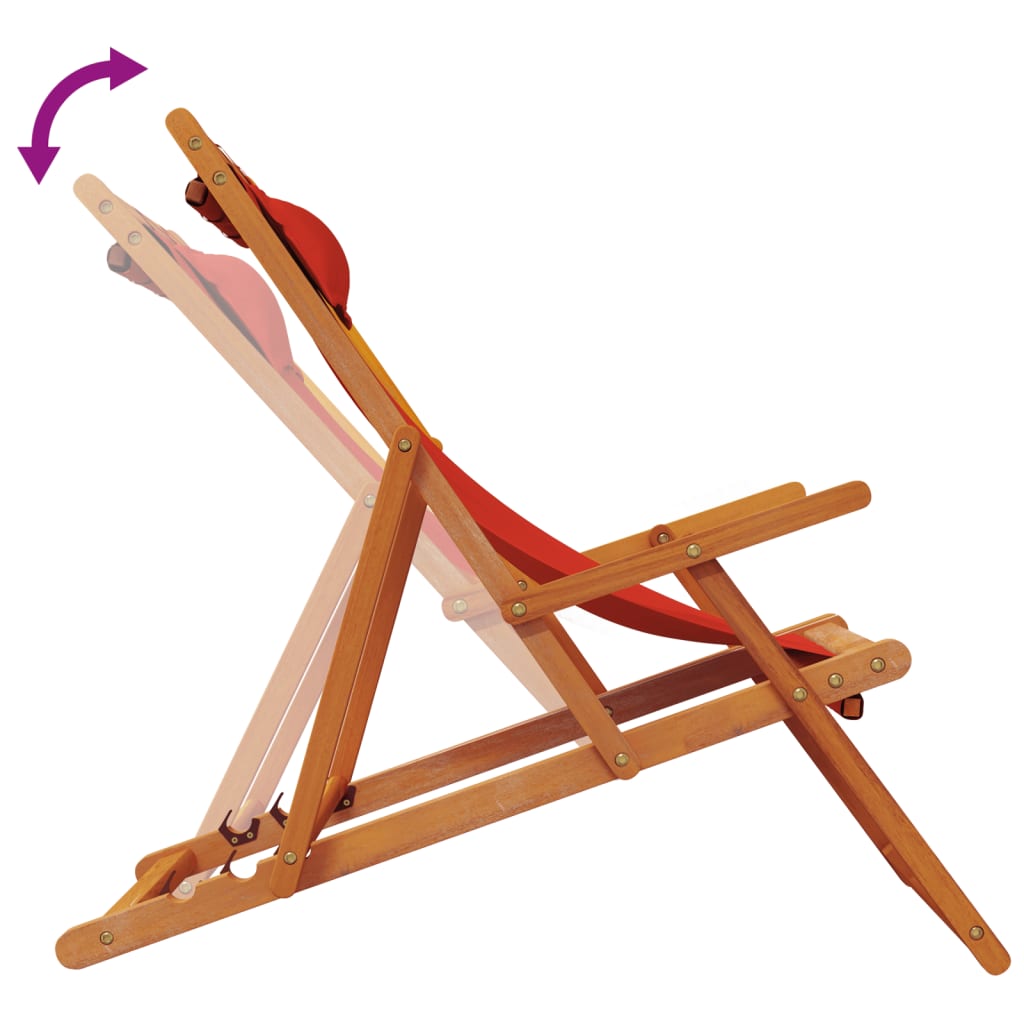 Fabric finish - Folding Beach Chairs 2 pcs Red Fabric