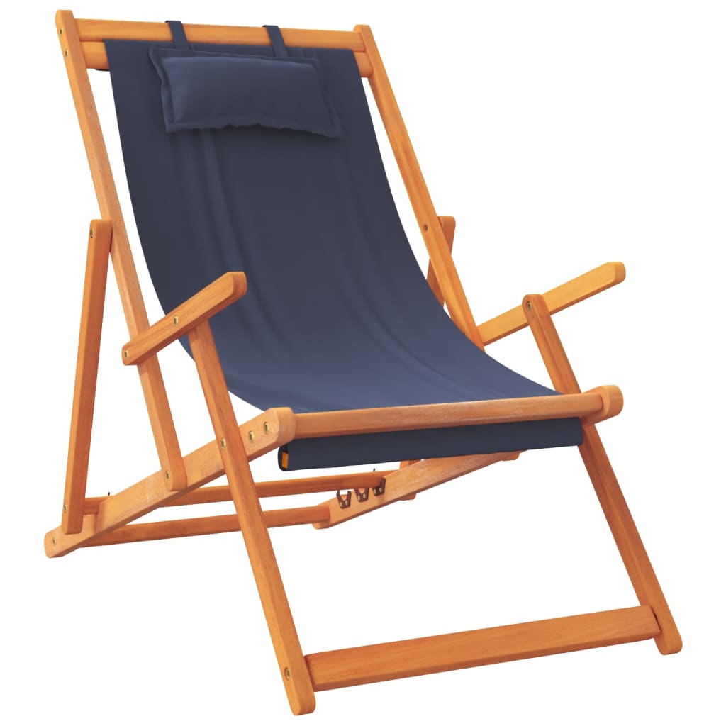 Folding Beach Chairs 2 pcs Blue Fabric | Blue colour