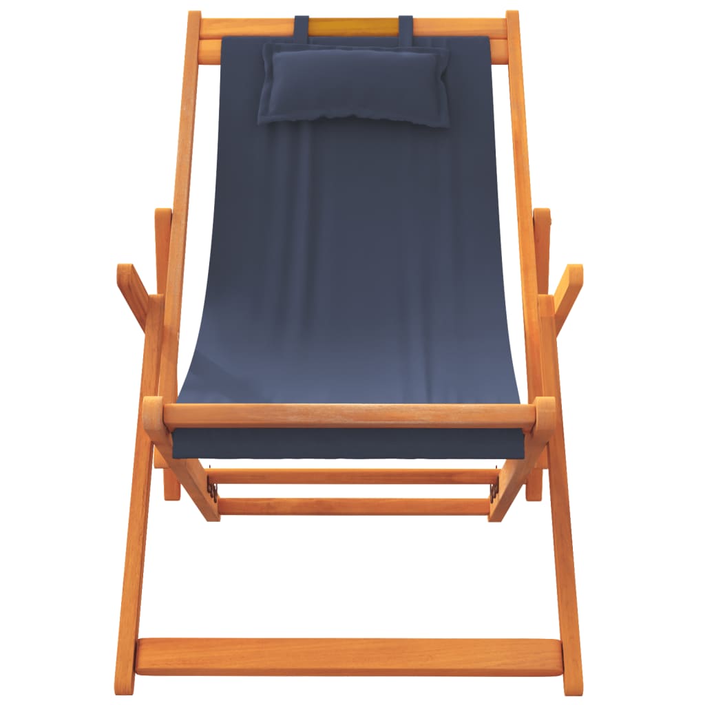 Folding Beach Chairs 2 pcs Blue Fabric, Fabric finish