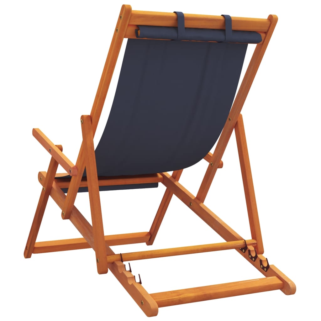 Blue colour - Folding Beach Chairs 2 pcs Blue Fabric