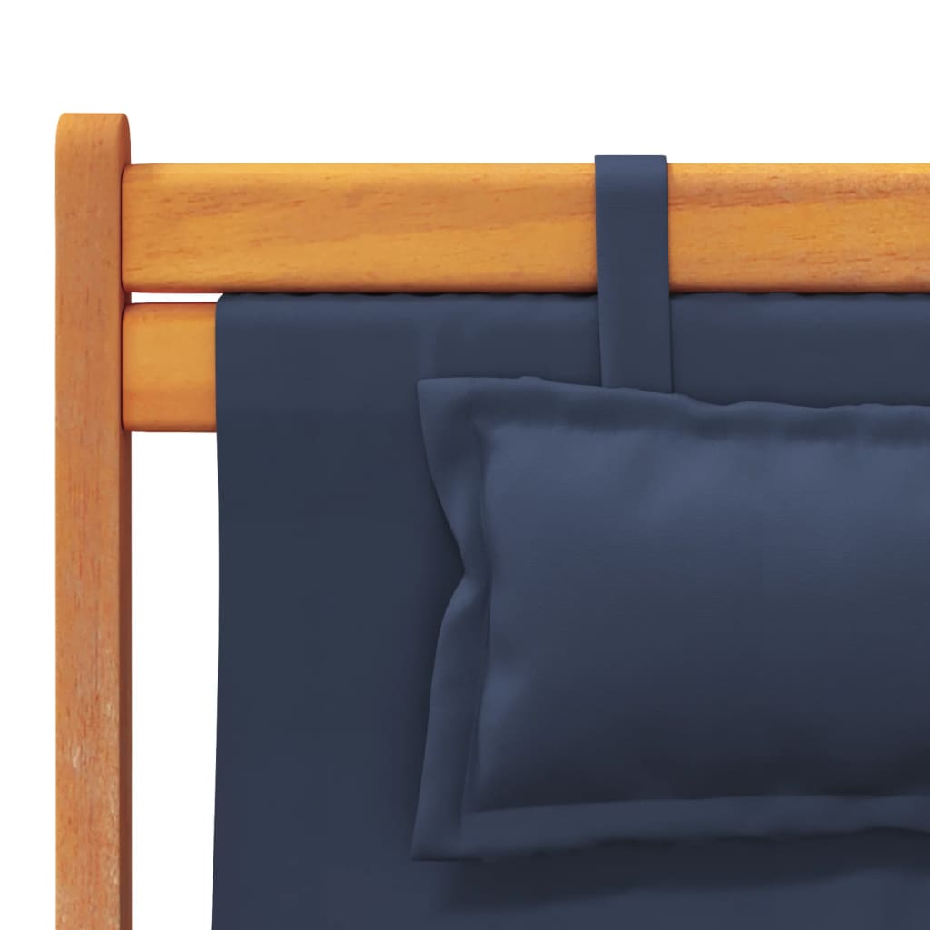 Folding Beach Chairs 2 pcs Blue Fabric | Outdoor Chairs