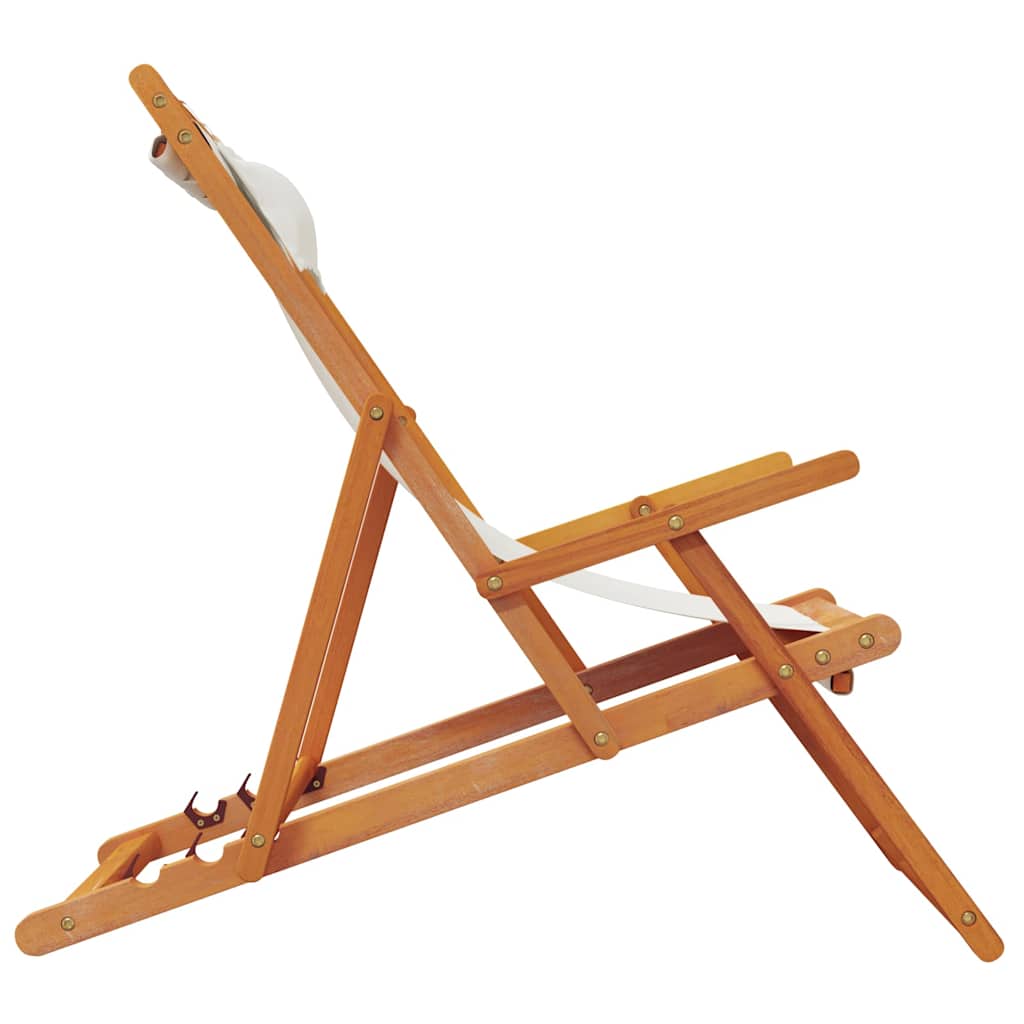 Outdoor Chairs - Folding Beach Chairs 2 pcs Cream Fabric