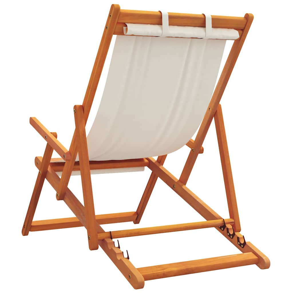 Cream colour - Folding Beach Chairs 2 pcs Cream Fabric