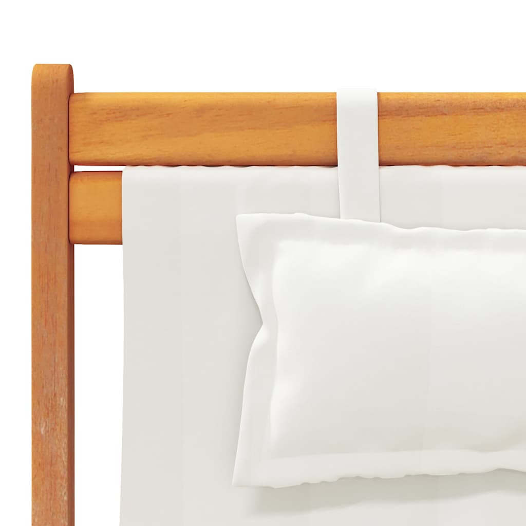 Folding Beach Chairs 2 pcs Cream Fabric | Outdoor Chairs