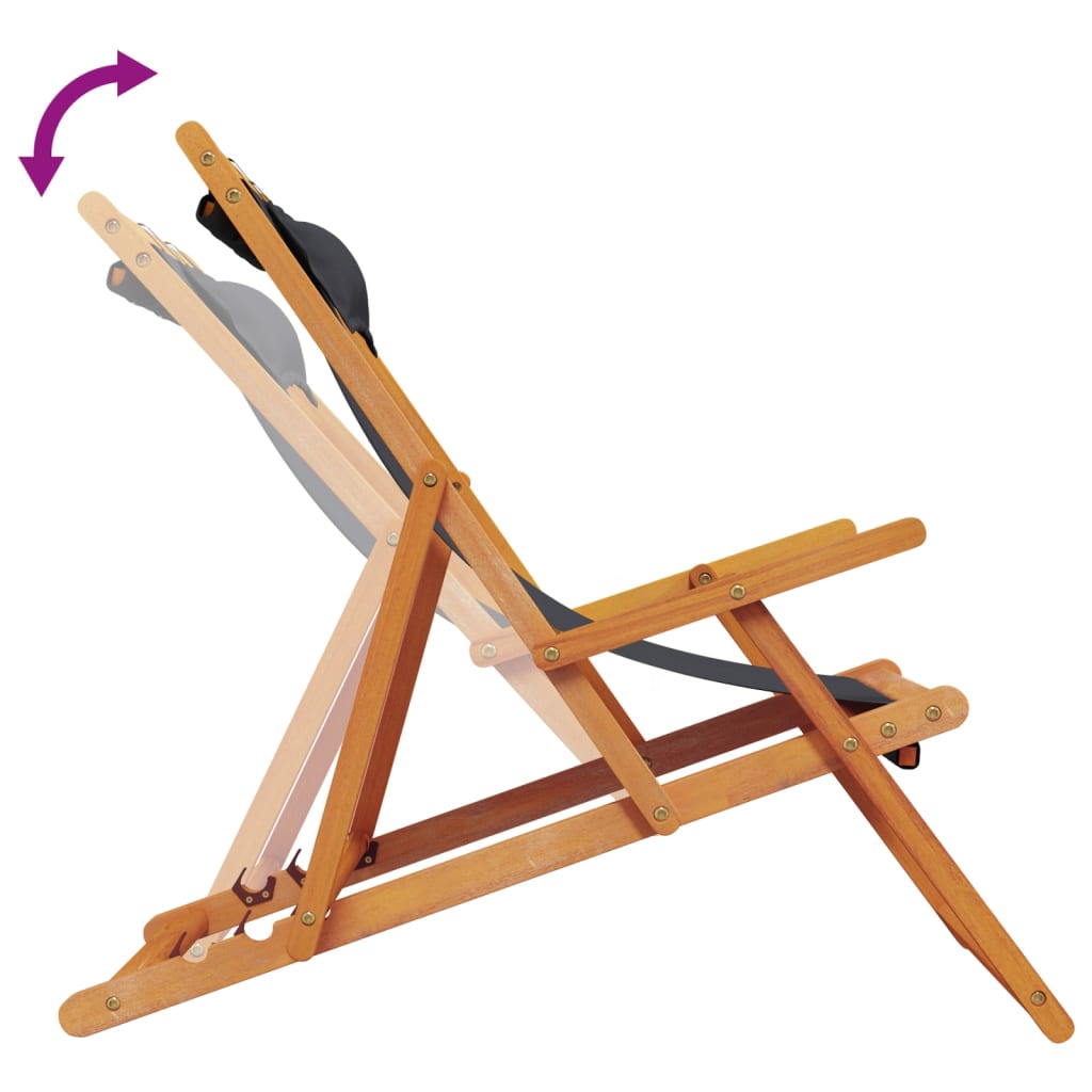Fabric finish - Folding Beach Chairs 2 pcs Black Fabric