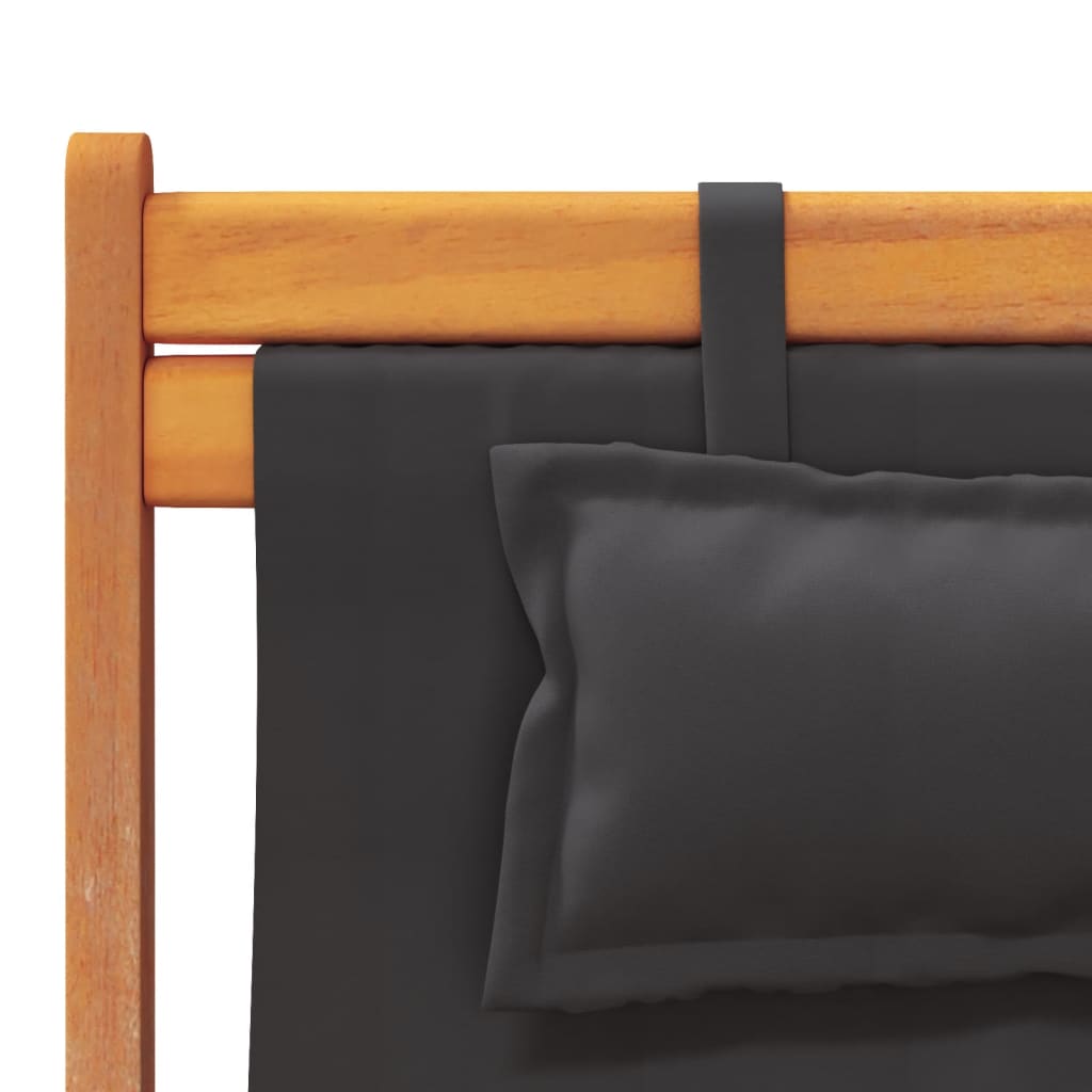 Folding Beach Chairs 2 pcs Black Fabric | Outdoor Chairs