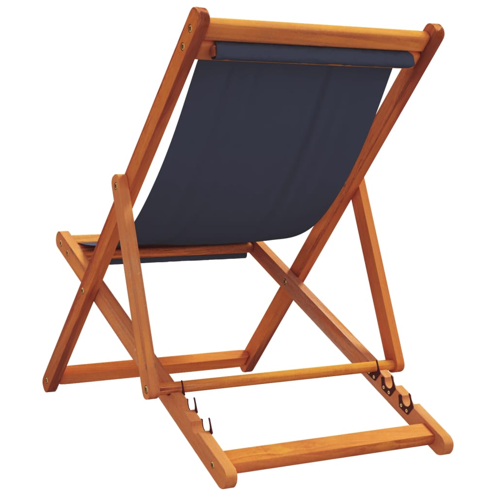 Blue colour - Folding Beach Chairs 2 pcs Blue - Fabric