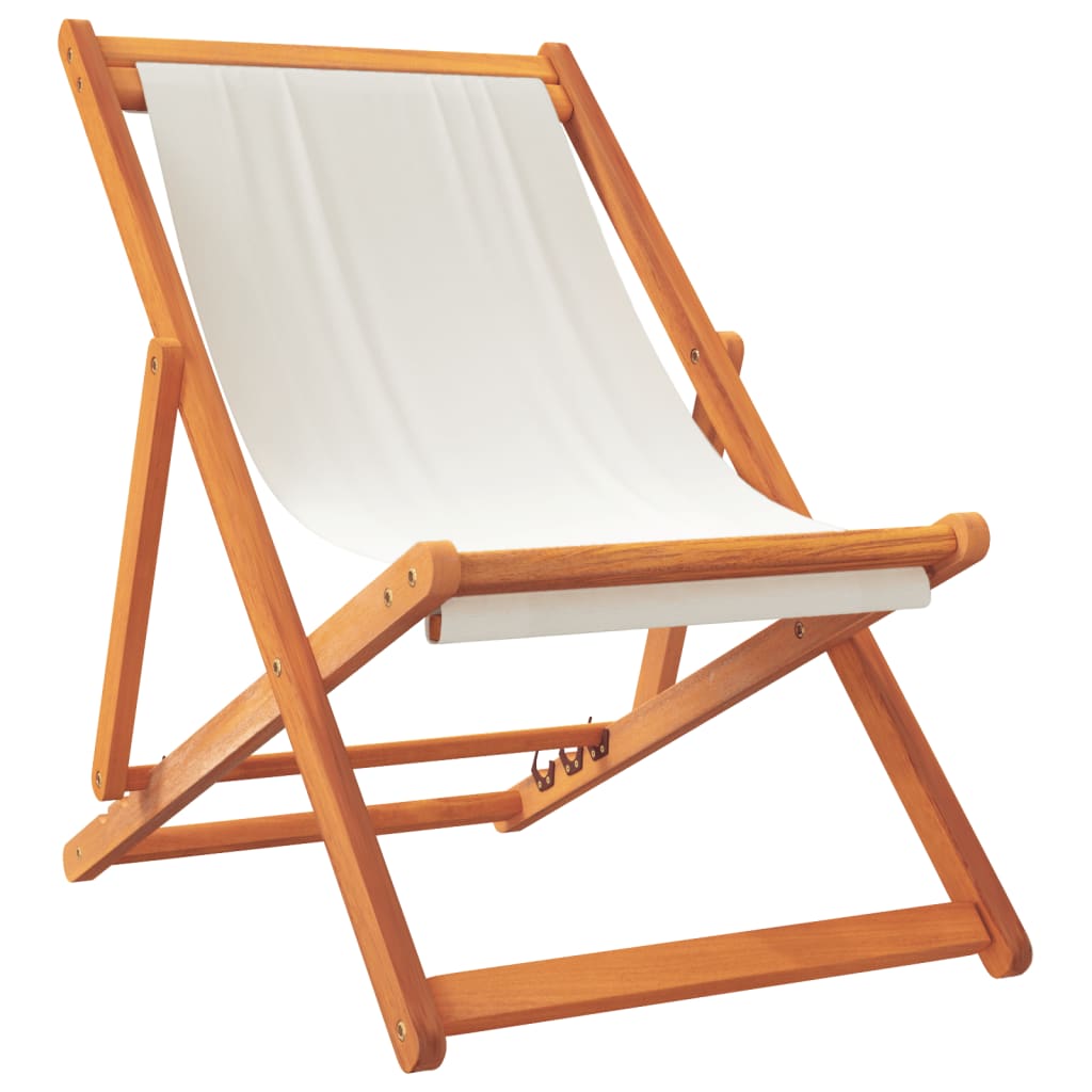 Folding Beach Chairs 2 pcs Cream White Fabric | Cream colour