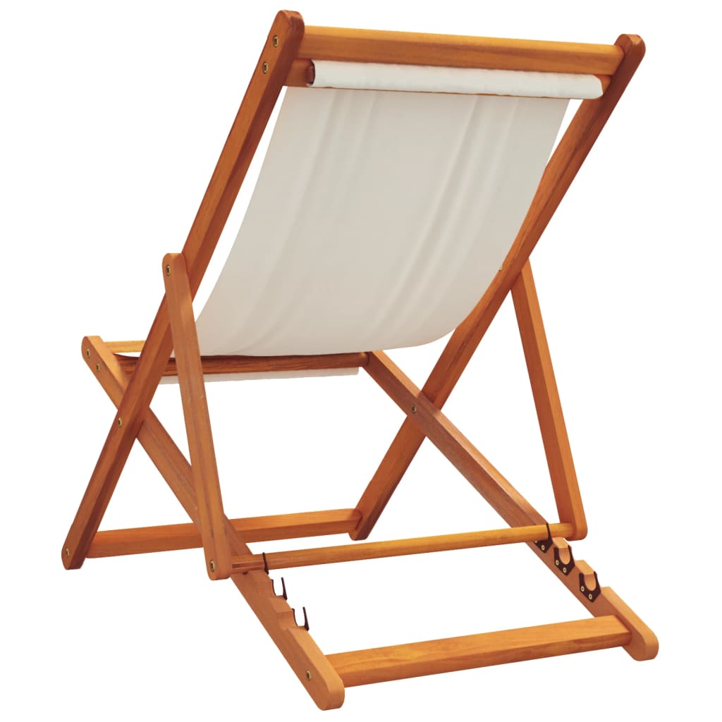 Cream colour - Folding Beach Chairs 2 pcs Cream White Fabric