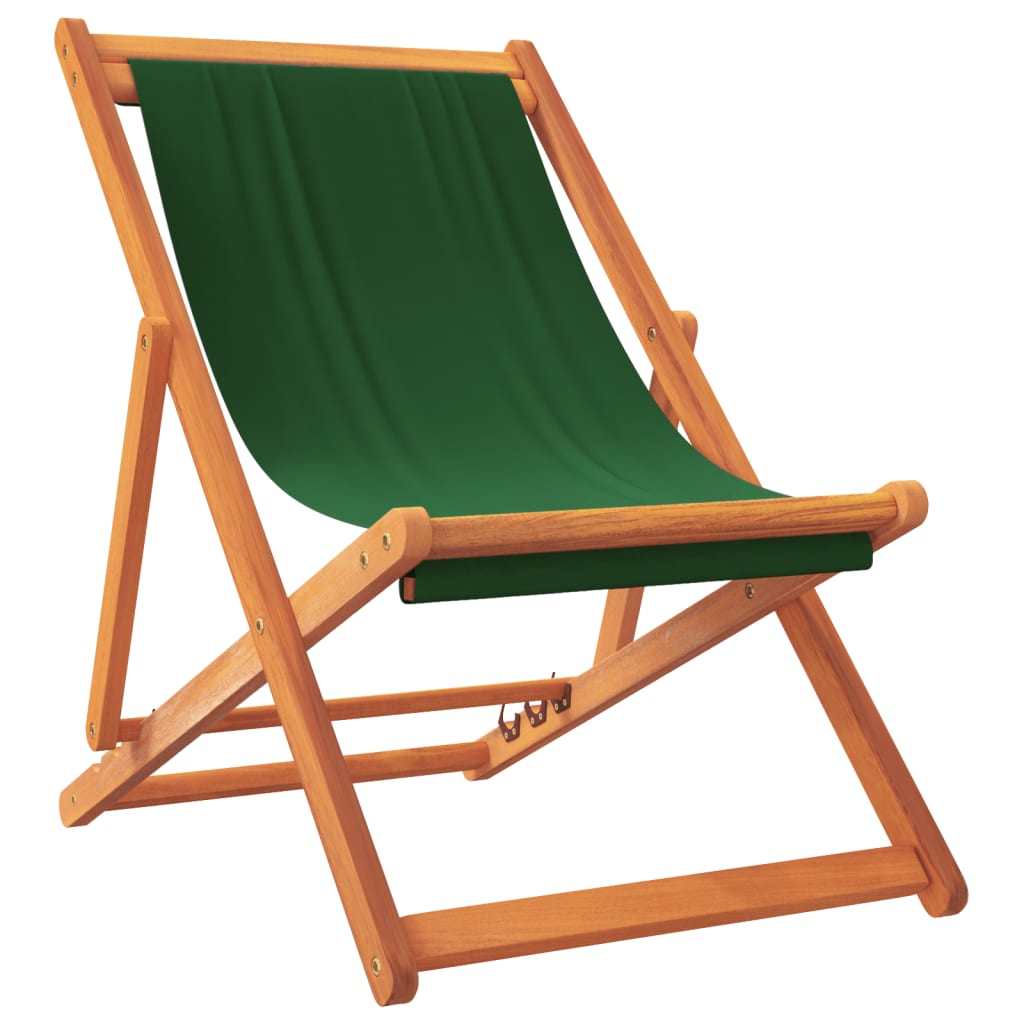 Folding Beach Chairs 2 pcs Green Fabric | Green colour