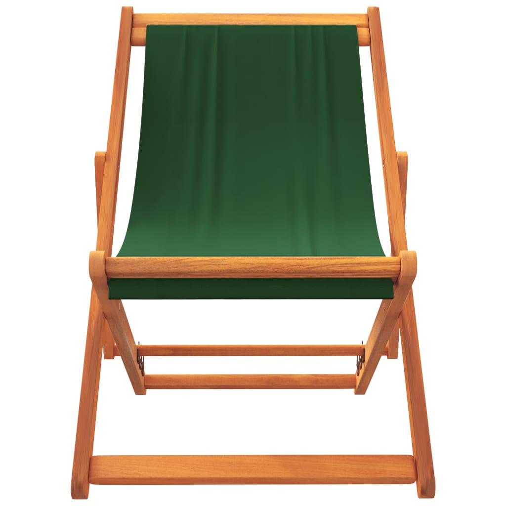 Folding Beach Chairs 2 pcs Green Fabric, Fabric finish