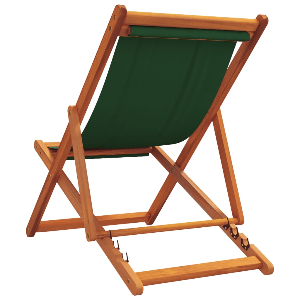 Green colour - Folding Beach Chairs 2 pcs Green Fabric