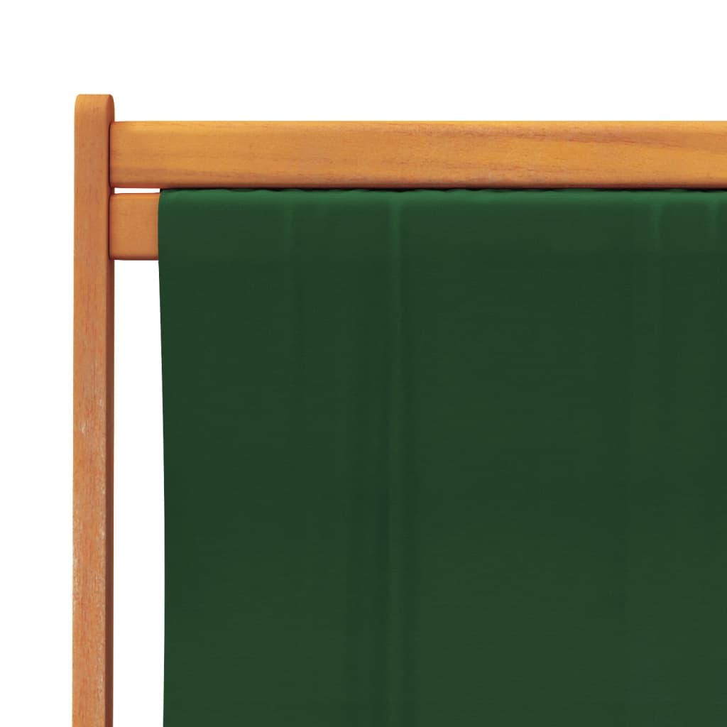 Folding Beach Chairs 2 pcs Green Fabric | Outdoor Chairs