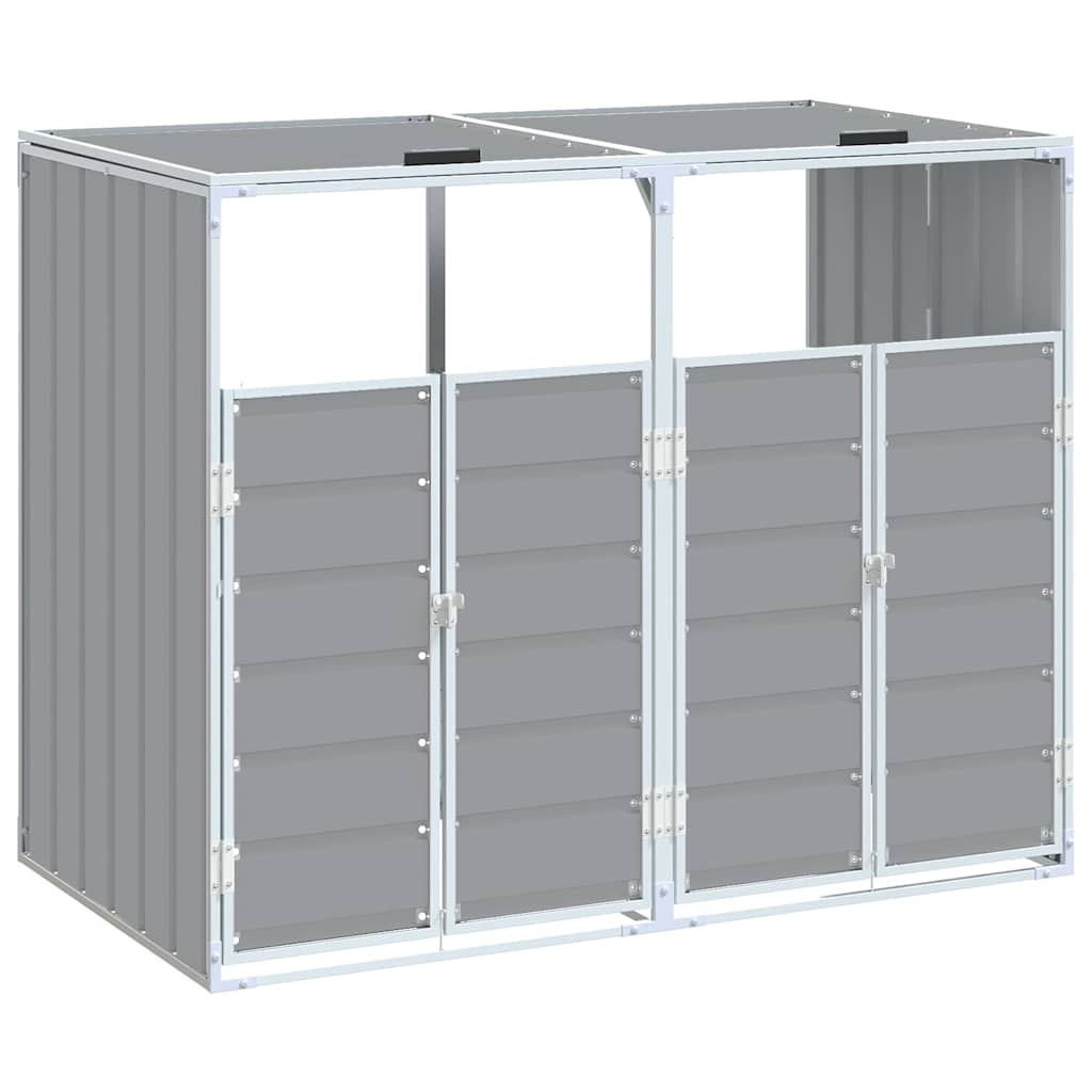 Wheelie Bin Storage for Double Bins Rubbish Trash Can Shed Grey Steel - Versatile and Stylish | Grey colour