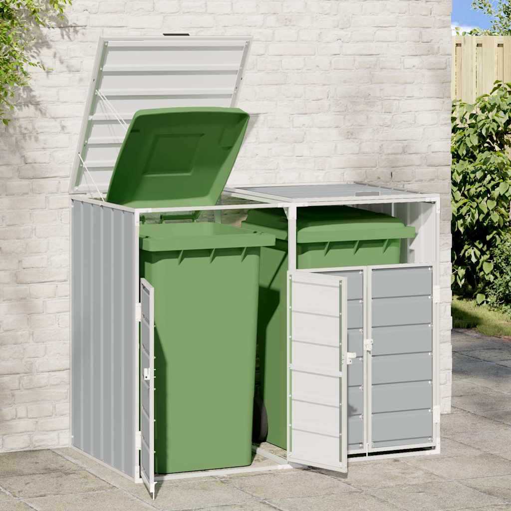 Wheelie Bin Storage for Double Bins Rubbish Trash Can Shed Grey Steel - Versatile and Stylish