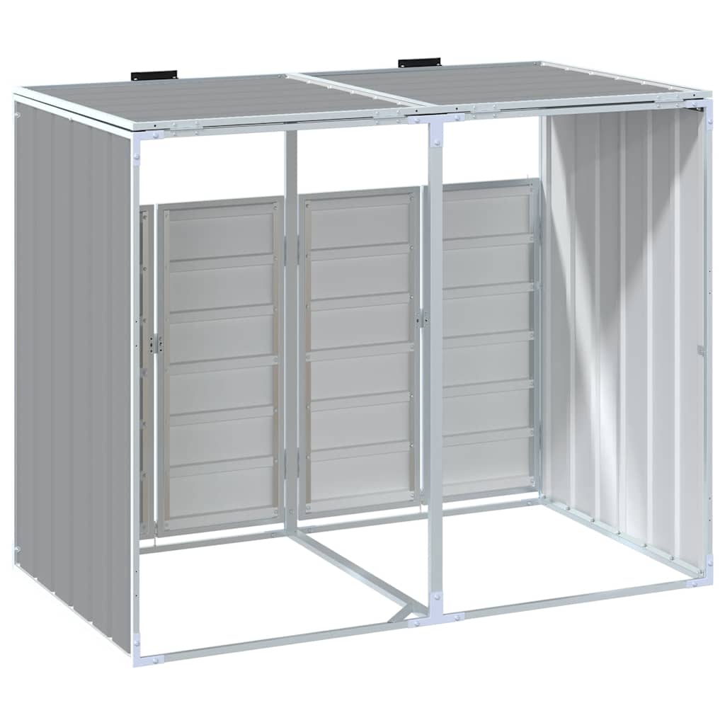 Steel finish - Wheelie Bin Storage for Double Bins Rubbish Trash Can Shed Grey Steel - Versatile and Stylish