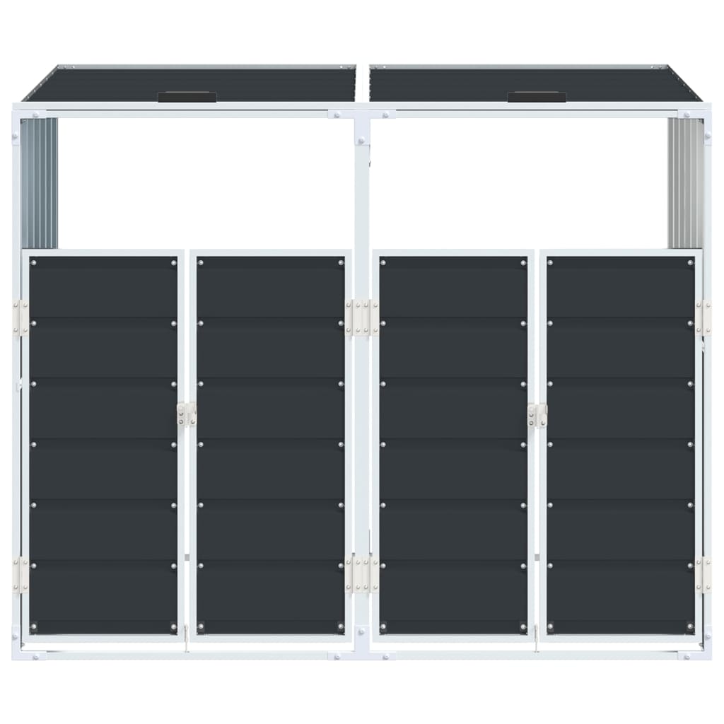 Wheelie Bin Storage for Double Bins Rubbish Trash Can Shed Grey Steel - Versatile and Stylish with Grey colour