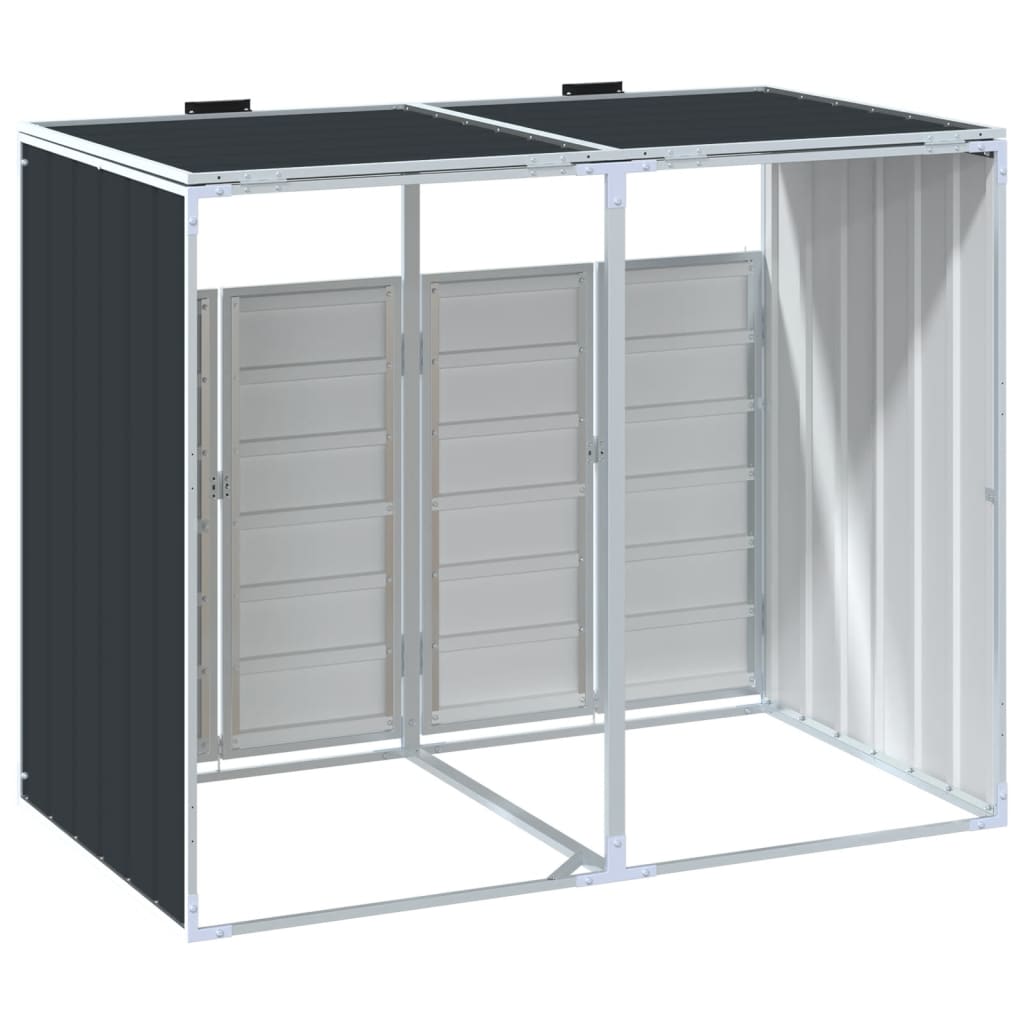 Wheelie Bin Storage for Double Bins Rubbish Trash Can Shed Grey Steel - Versatile and Stylish - Double