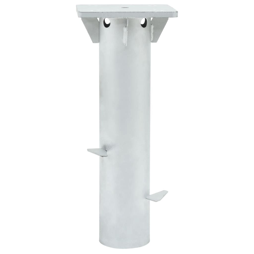 In-Ground Parasol Base Silver Steel | Steel finish