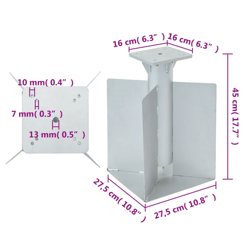 In-Ground Parasol Base - Silver Steel | Outdoor Umbrella Bases