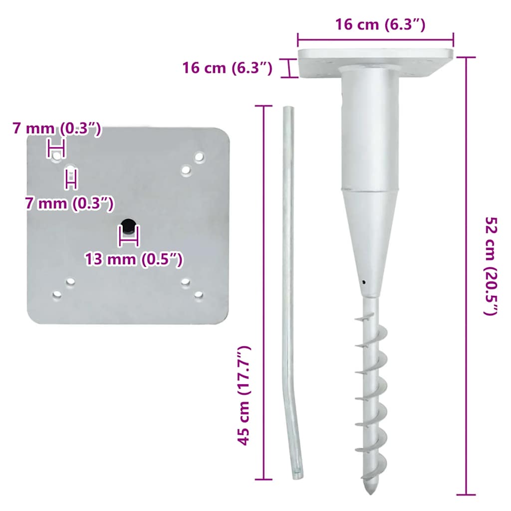 In-Ground Parasol Base with Rod Steel | Steel finish