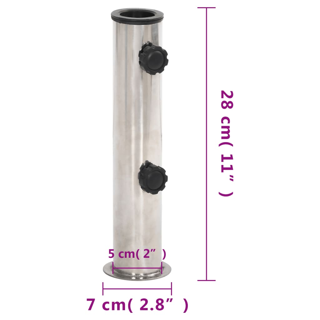 Steel finish - Parasol Base Pole Silver Stainless Steel