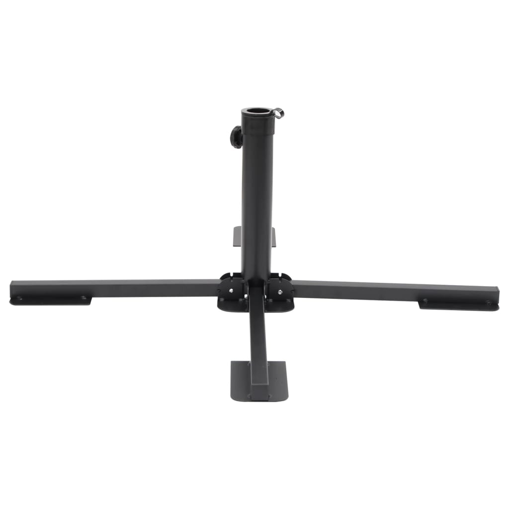 Parasol Base Foldable Pole Glossy Black Steel