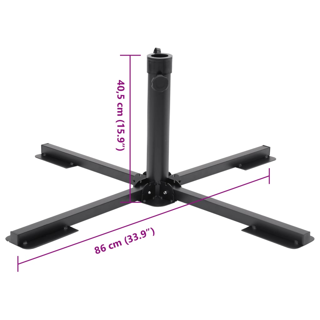 Parasol Base Foldable Pole Glossy Black Steel