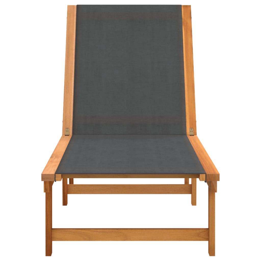 Sun Loungers 2 pcs Black Solid Wood Acacia and Textilene | Black colour