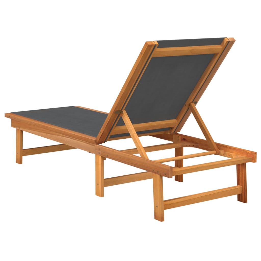 Sun Loungers - Sun Loungers 2 pcs Black Solid Wood Acacia and Textilene