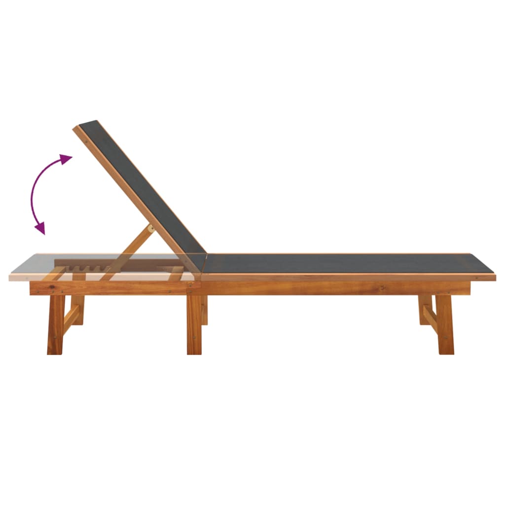 Black colour - Sun Loungers 2 pcs Black Solid Wood Acacia and Textilene
