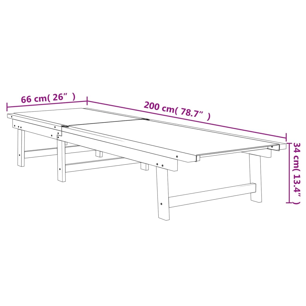 Sun Loungers 2 pcs Black Solid Wood Acacia and Textilene | Sun Loungers