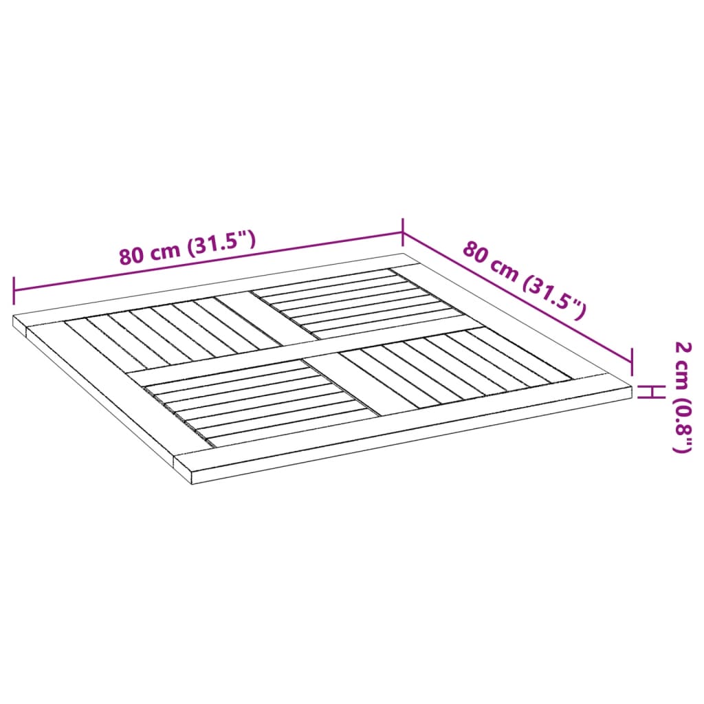 Stylish Table Top Square - Solid Wood Acacia, Durable