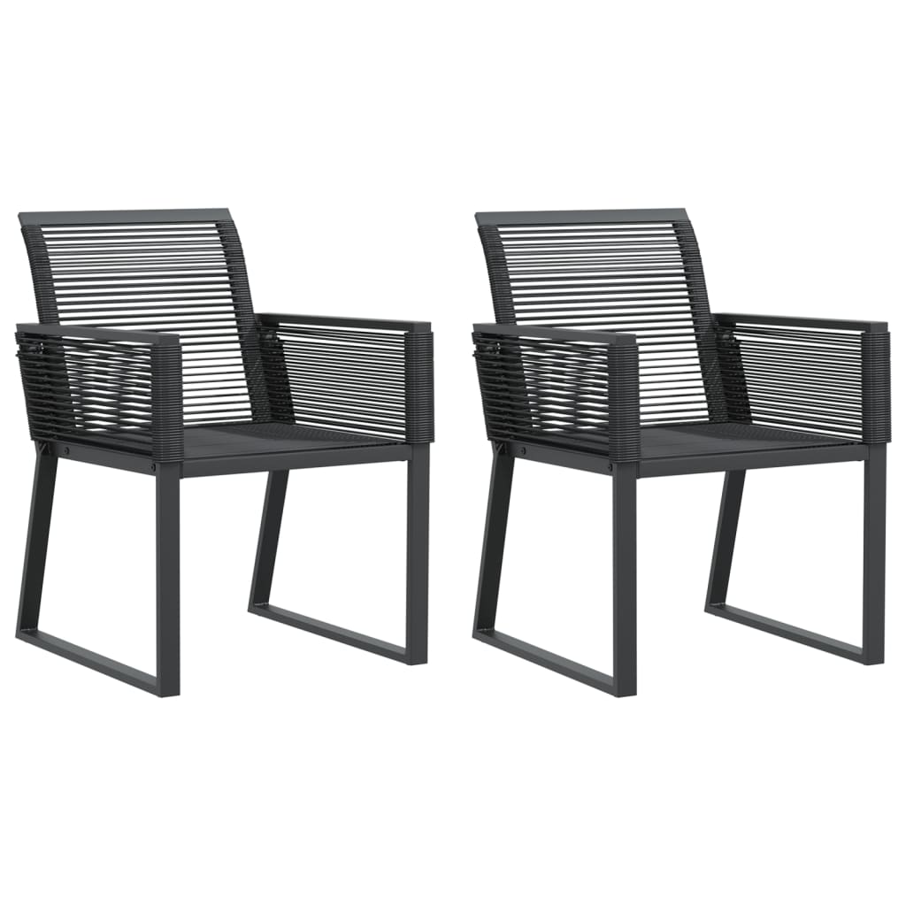 2 Pcs - Garden Chairs 2 pcs Black Poly Rattan