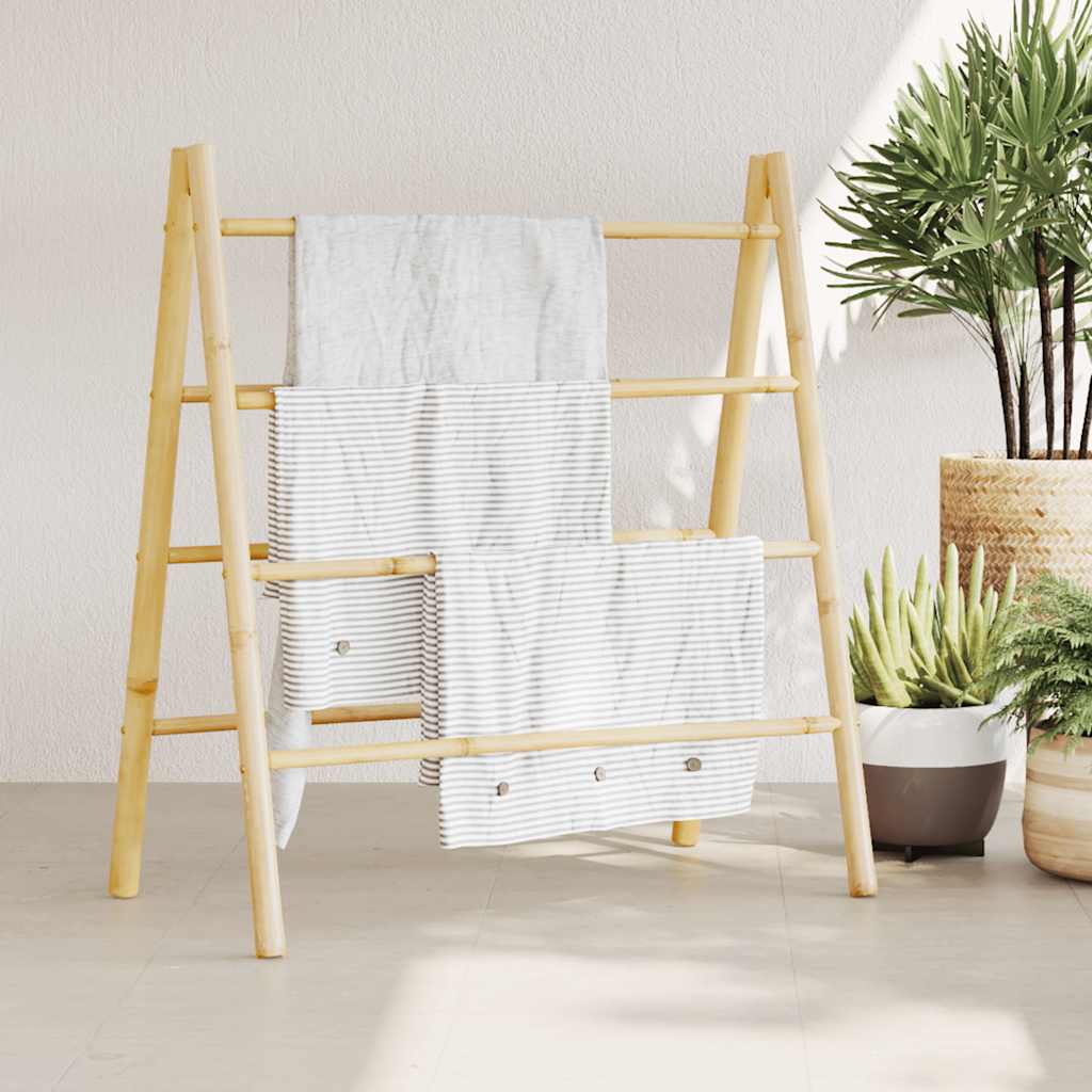 Double Towel Ladder with 4 Rungs Bamboo