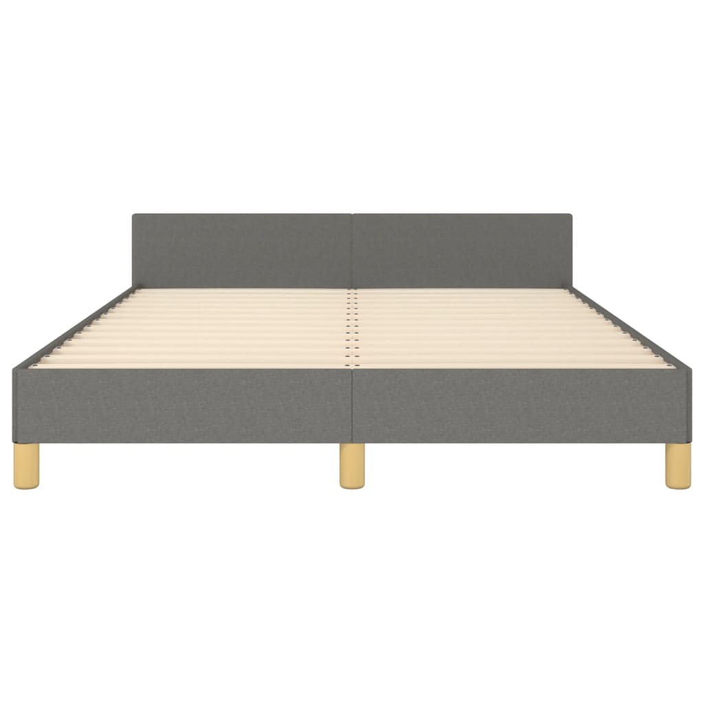 Bed Frame with Headboard Double Bed Base Dark Grey Double Size Fabric