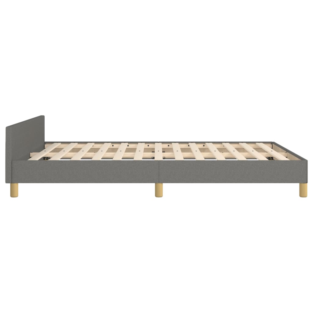 Bed Frame with Headboard Double Bed Base Dark Grey Double Size Fabric
