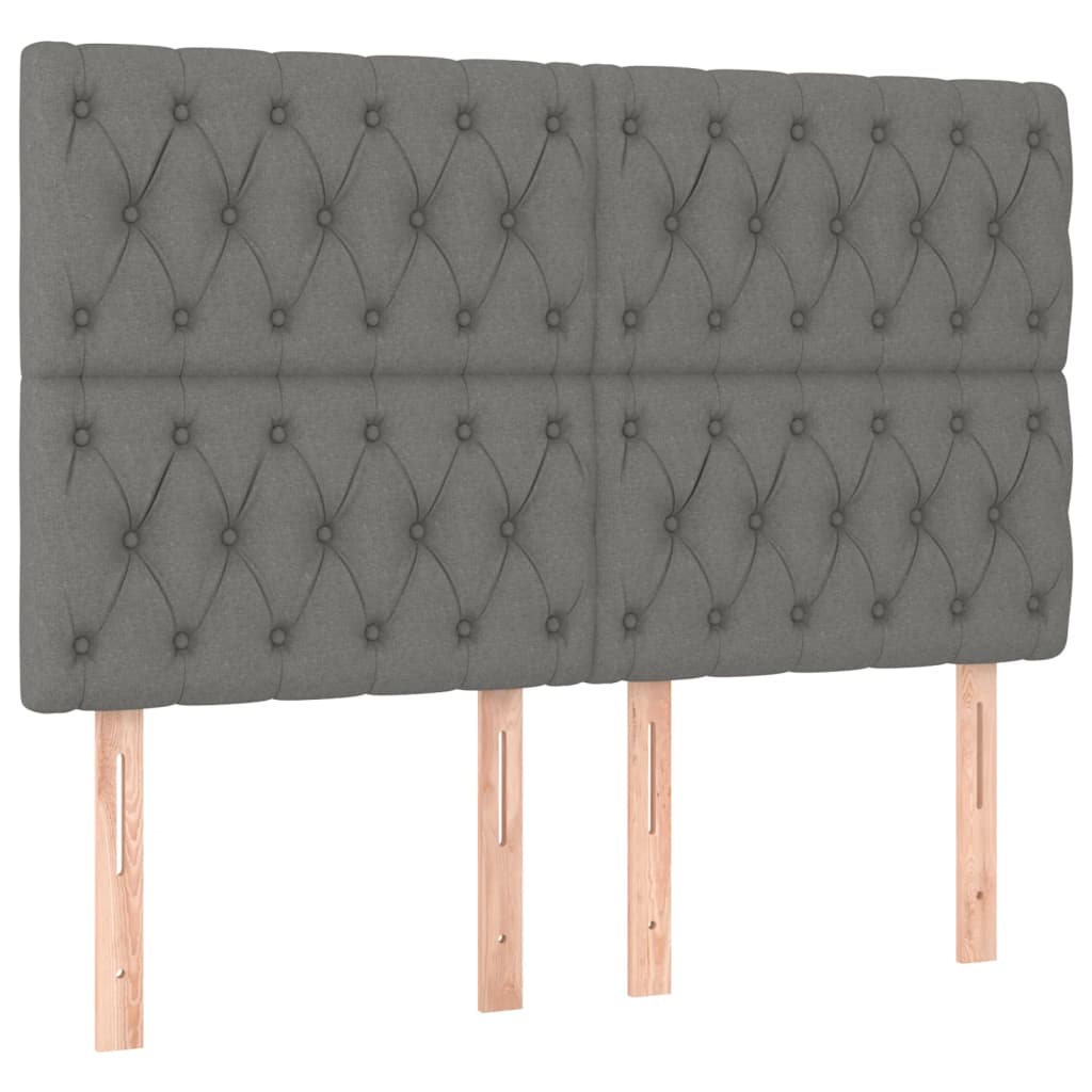 Bed Frame with Headboard Double Bed Base Dark Grey Double Size Fabric