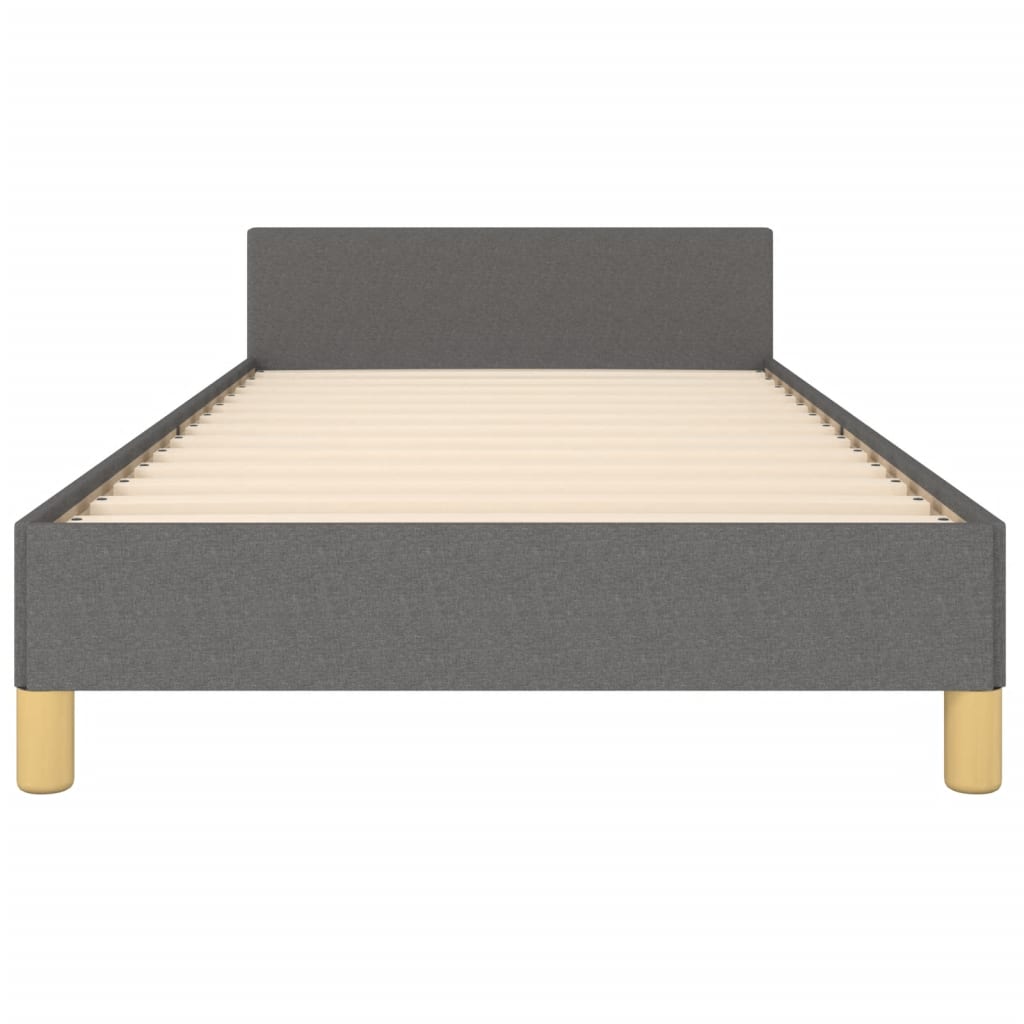 Bed Frame with Headboard Dark Grey King Single Size Fabric