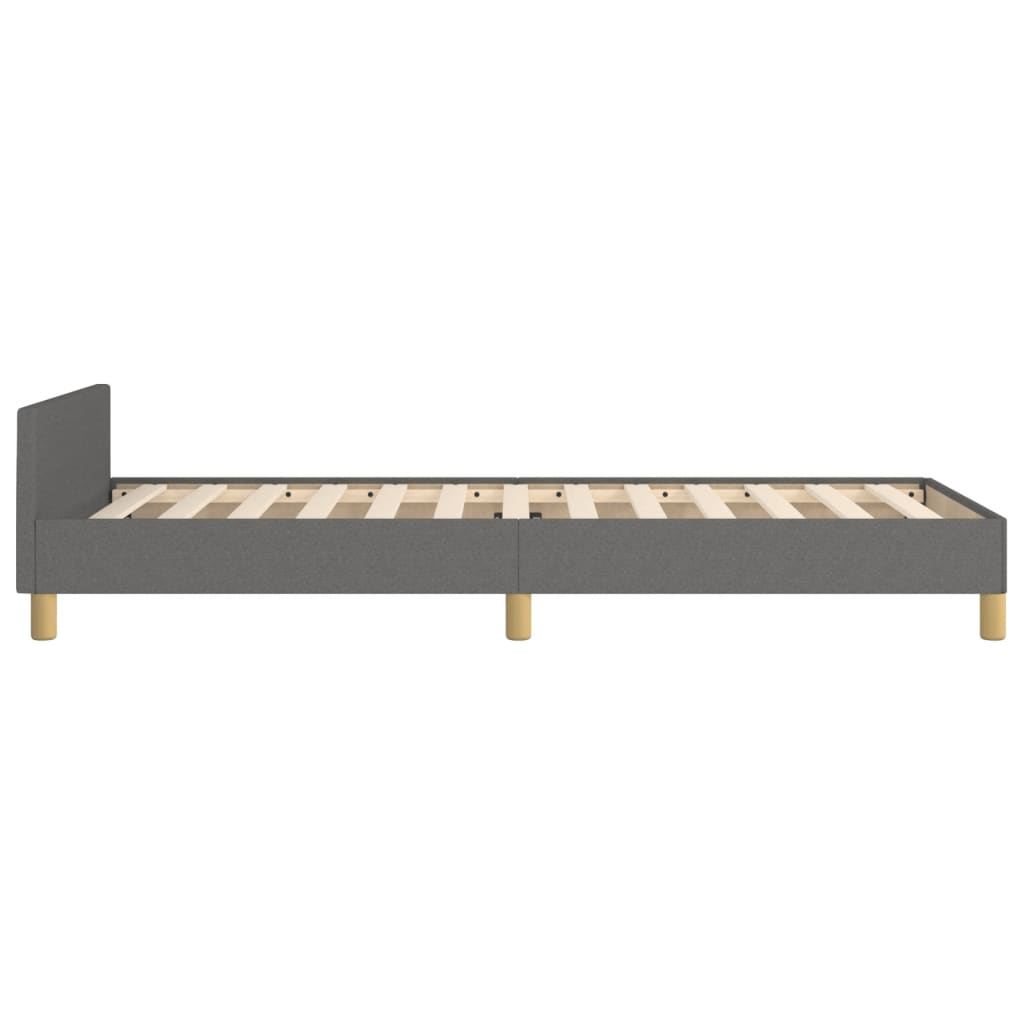Bed Frame with Headboard Dark Grey King Single Size Fabric