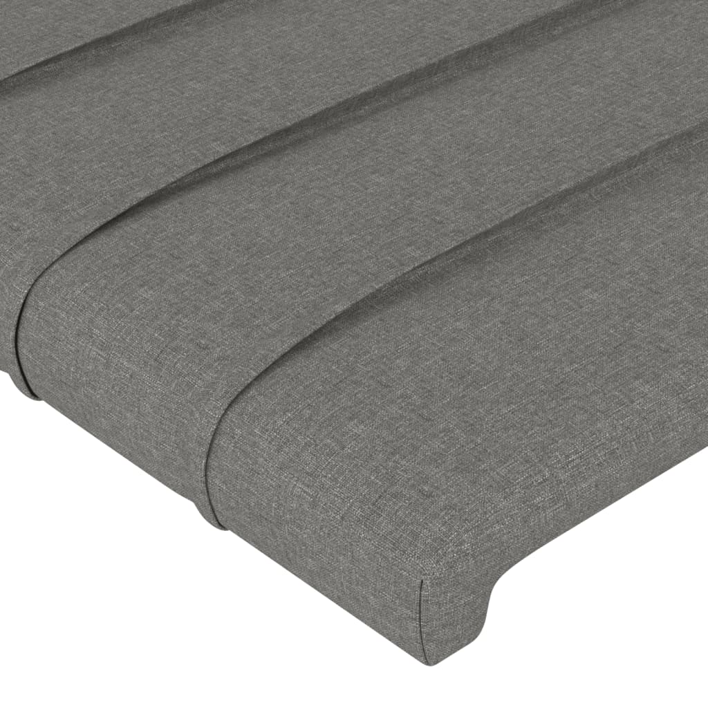 Bed Frame with Headboard Dark Grey King Single Size Fabric