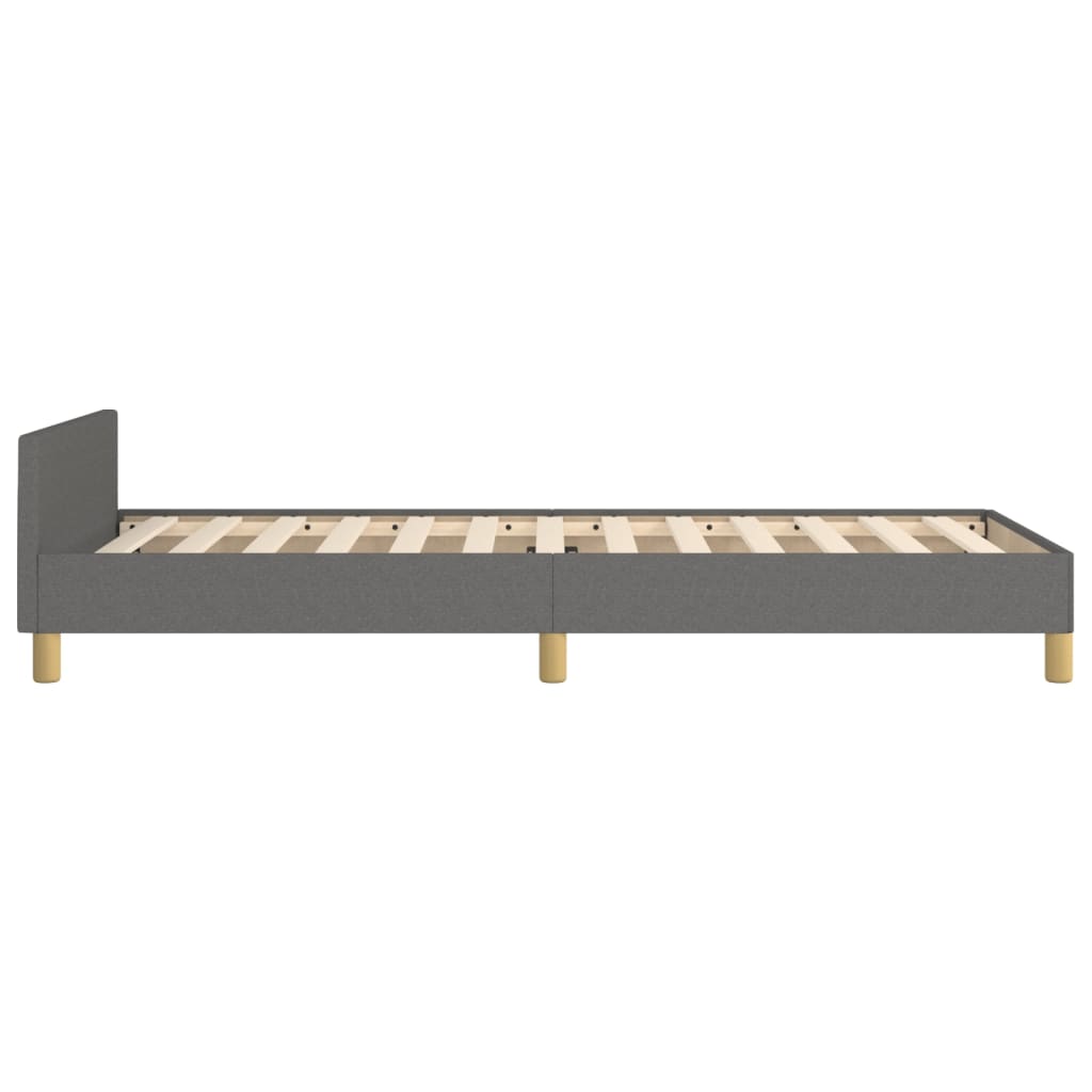 Bed Frame with Headboard Dark Grey King Single - Fabric