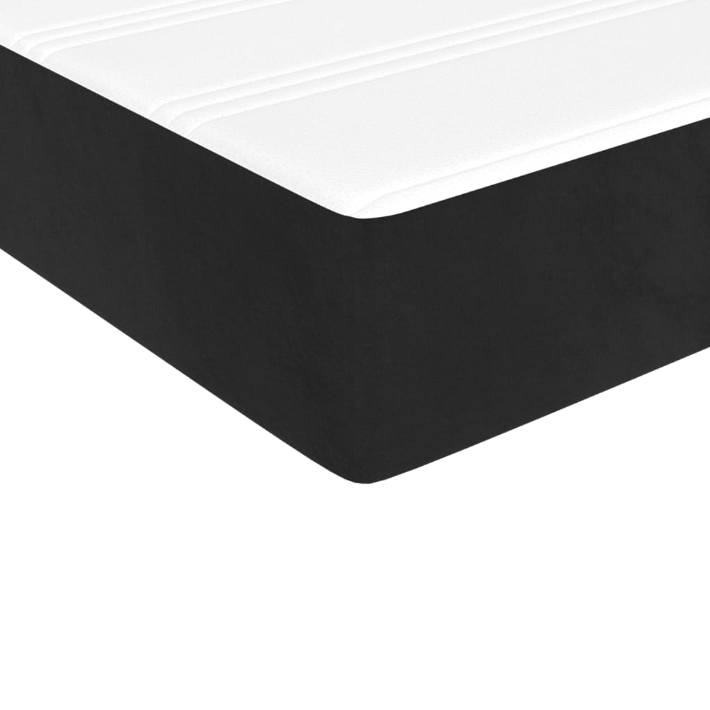 Box Spring Bed with Mattress Black - King Single Size Velvet