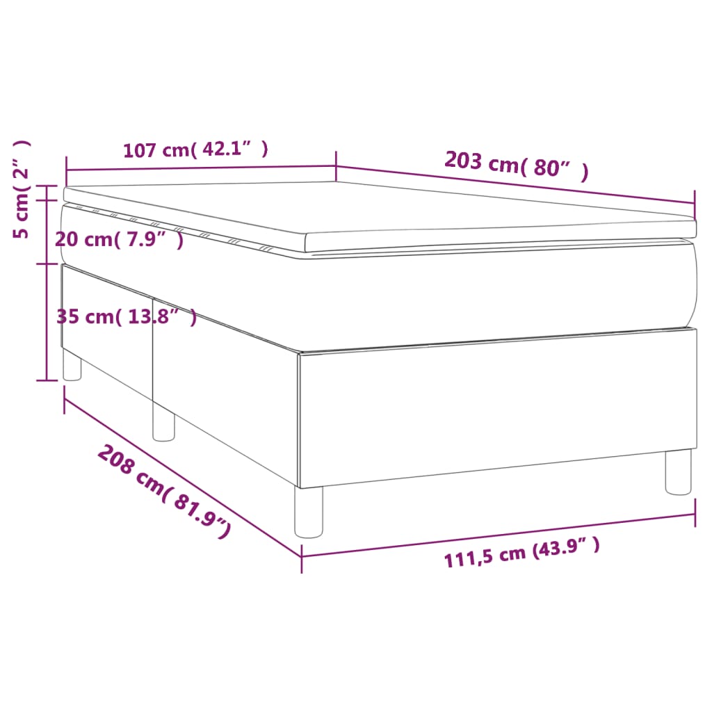 Box Spring Bed with Mattress Black King Single Size Velvet | Velvet finish