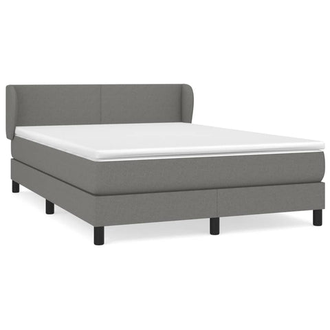 Box Spring Bed with Mattress Dark Grey Double Size Fabric