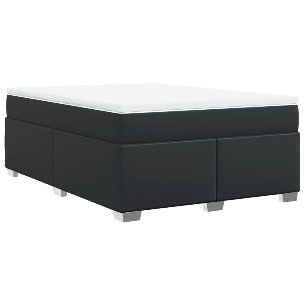 Box Spring Bed with Mattress Black Double
