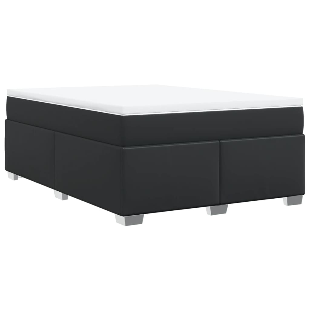 Box Spring Bed with Mattress Black Queen