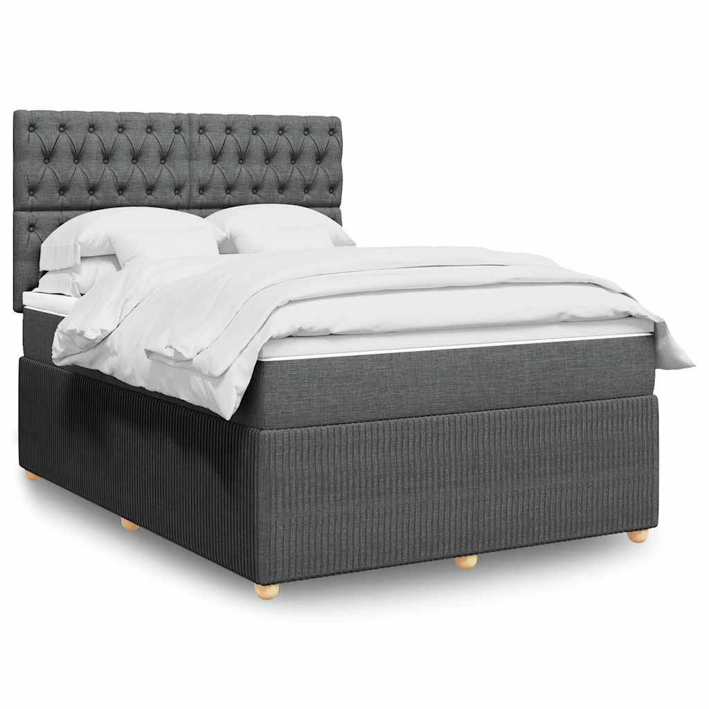 Luxurious Dark Grey Queen Box Spring Bed with Mattress