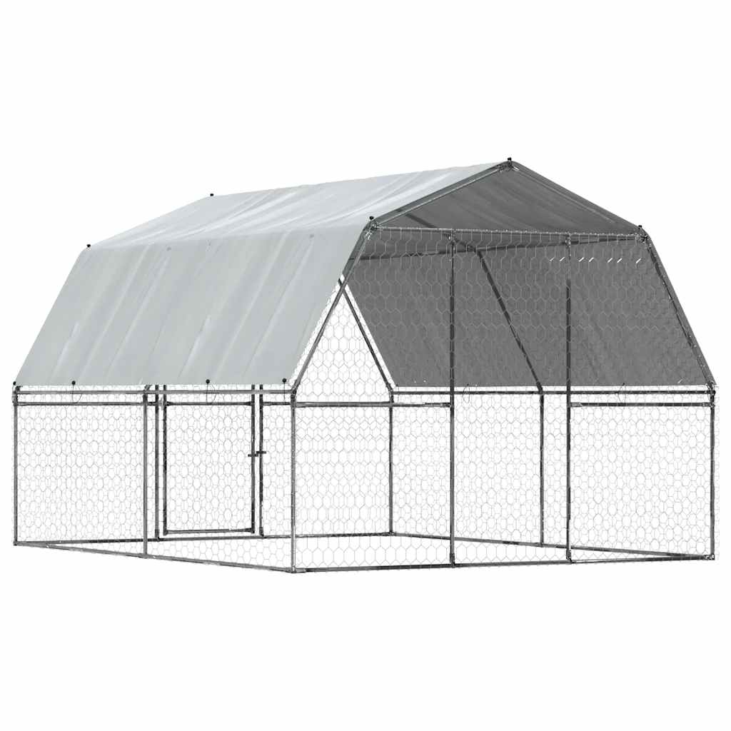 Dog Cages 2 pcs with Roof and Door Silver