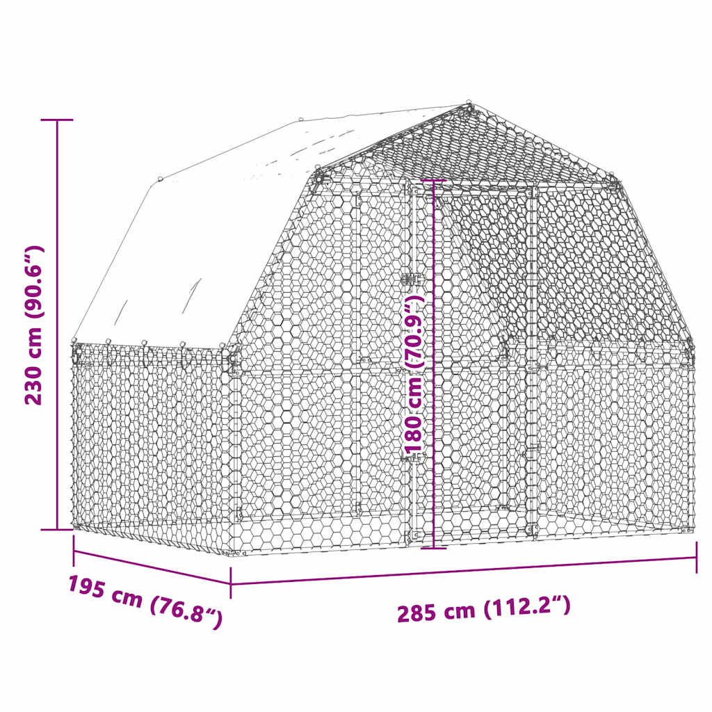 Chicken Cages 2 pcs with Roof and Door Silver Galvanised Steel | Small Animal Habitats & Cages